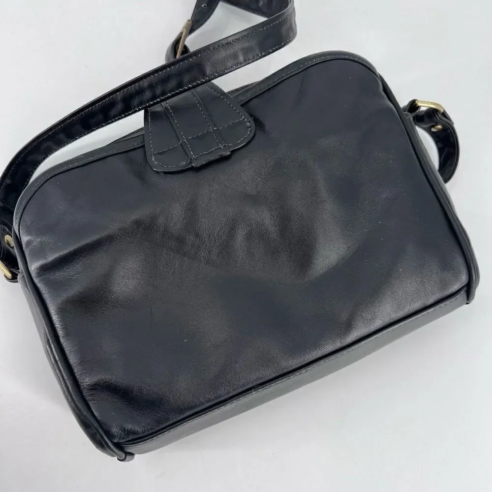 Stone Mountain‎ Women's Sling Bag Shoulder Leather Vintage brass Hardware Black